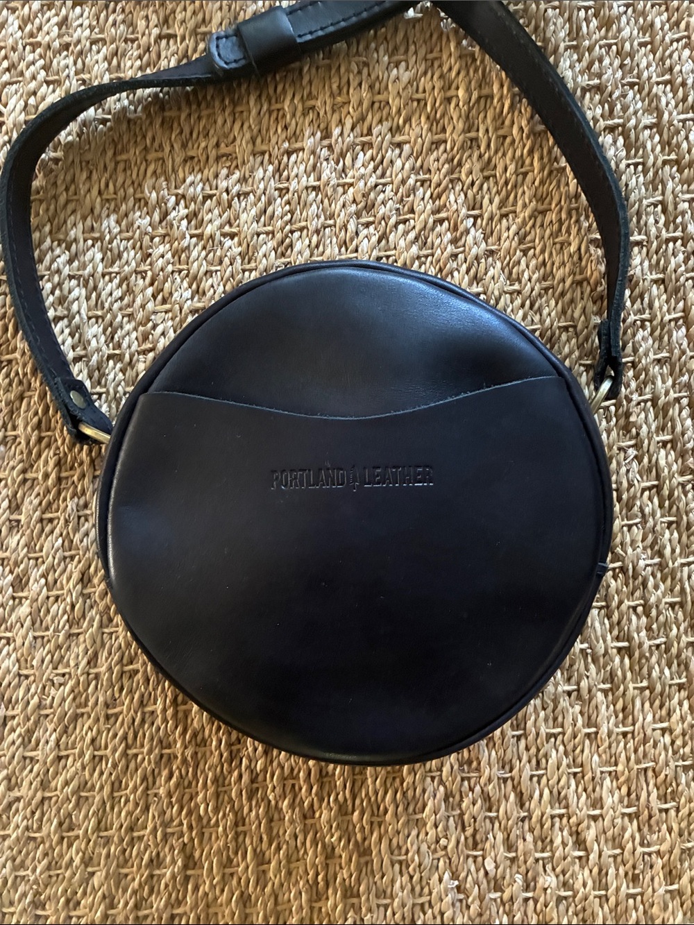 Portland Leather Black Round Crossbody Bag - Small - Picture 3 of 7